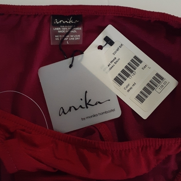 Catriona Anika Swim African Gold Hoop Deep Red Burgundy Bandeau Bikini Set - Picture 8 of 10